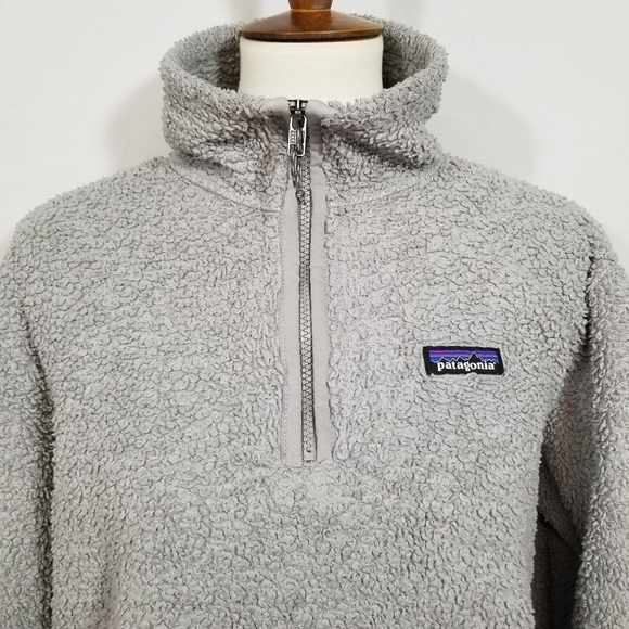Patagonia Recycle Fabric Women's Small Gray Sherpa 1/4 Zip-Up Sweatshirt - Picture 2 of 11